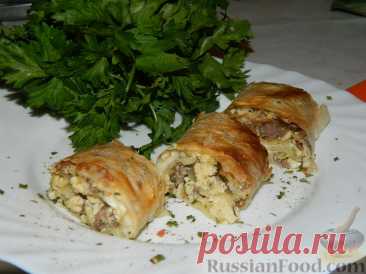 Рецепт: Роллы с мясом на завтрак на RussianFood.com