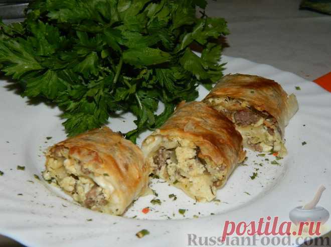 Рецепт: Роллы с мясом на завтрак на RussianFood.com