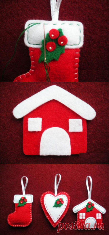 Рождественские игрушки из фетра