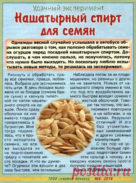 Нашатырный спирт для семян