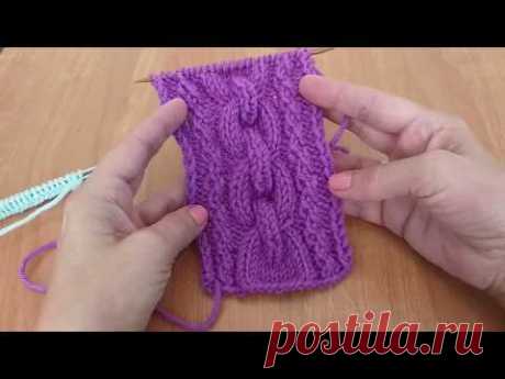 Рельефный пышный жгут-коса. Вязание спицами.