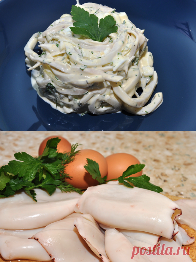 Готовим быстро, вкусно и полезно салат из кальмаров