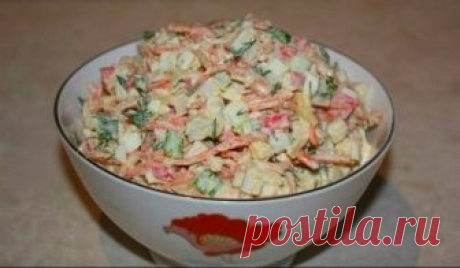 Салат "Валерия" 
источник Люблю готовить!!!! :) Кулинарные рецепты

Салат "Валерия"Ингредиенты:- 200 гр крабовых палочек- 200 гр моркови по-корейски- 100 гр твердого сыра- 4 яйца- 1 зубчик чеснока- 20 гр укропа- 20 г…