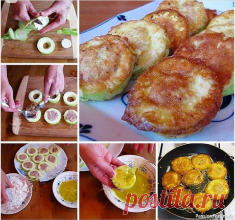Кабачки с мясом в кляре.