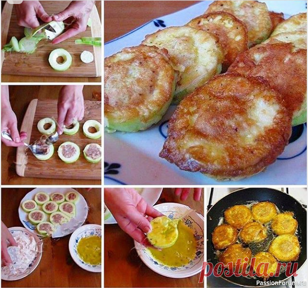 Кабачки с мясом в кляре.