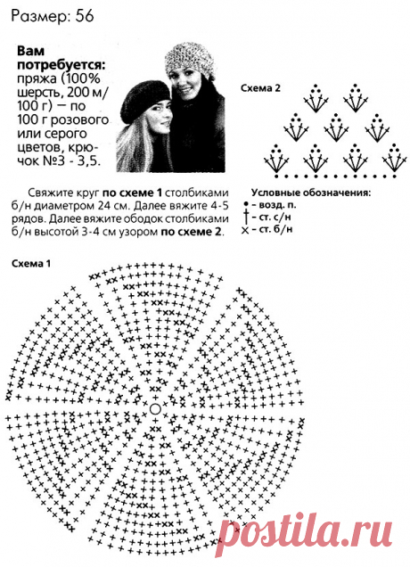 Простой берет блин крючком | ВЯЗАНИЕ ШАПОК: женские шапки спицами и крючком, мужские и детские шапки, вязаные сумки