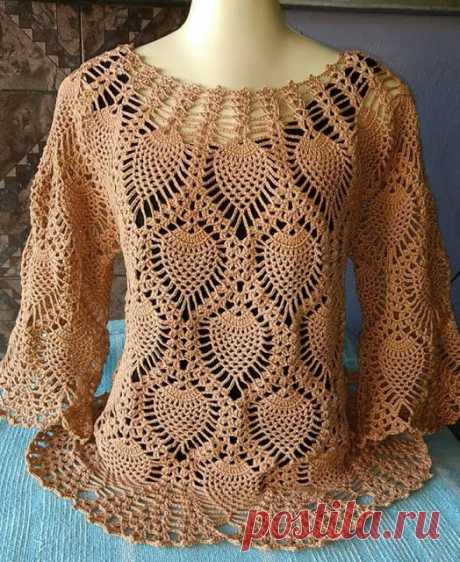 https://www.crochetwebsites-free.com/2017/07/beautiful-pineapple-crochet-blouse-with.html
#crochet#handmade#uncinetto#ganchillhos#ilovecrochet#patternfree#tejidos#telares#blouse#patron#chiquillas #inspirations#blanket#crochetfashion
