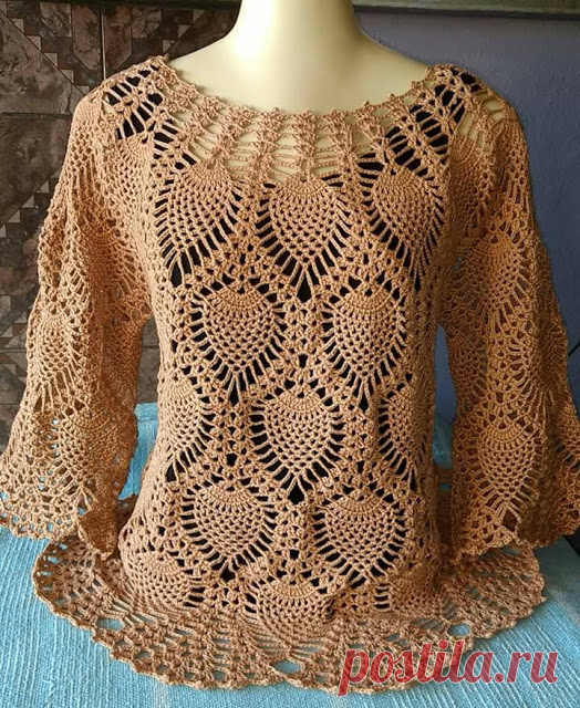 https://www.crochetwebsites-free.com/2017/07/beautiful-pineapple-crochet-blouse-with.html
#crochet#handmade#uncinetto#ganchillhos#ilovecrochet#patternfree#tejidos#telares#blouse#patron#chiquillas #inspirations#blanket#crochetfashion