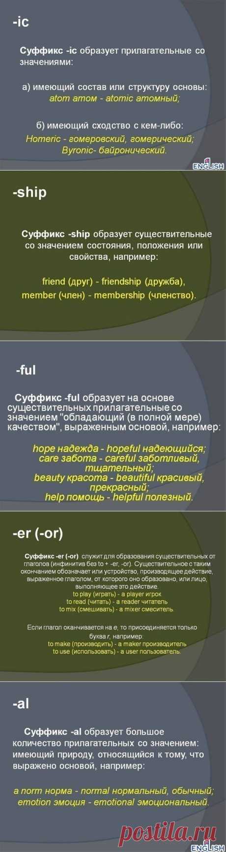 Английский язык            СУФФИКСЫ В АНГЛИЙСКОМ