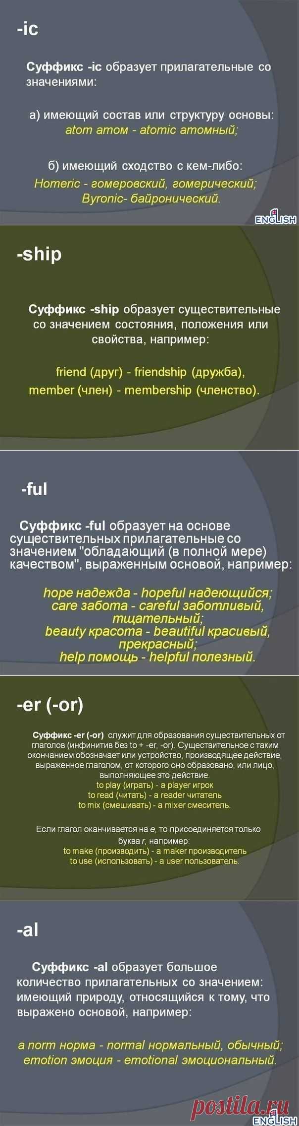 Английский язык            СУФФИКСЫ В АНГЛИЙСКОМ
