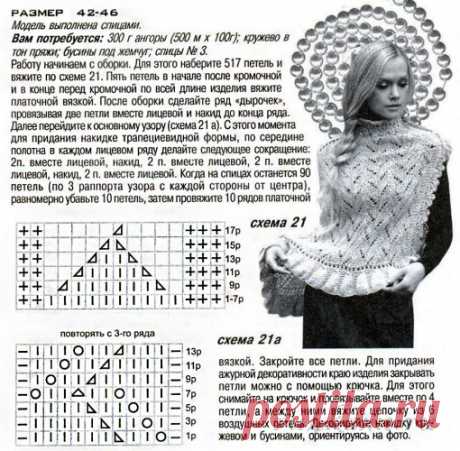 Изящная накидка спицами » Сайт "Ручками" - делаем вещи своими руками