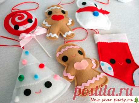 Новогодние игрушки из фетра