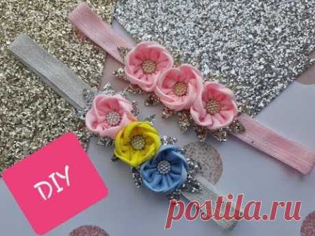 ПОВЯЗКА С ЦВЕТАМИ, МК / DIY Kanzashi Headband