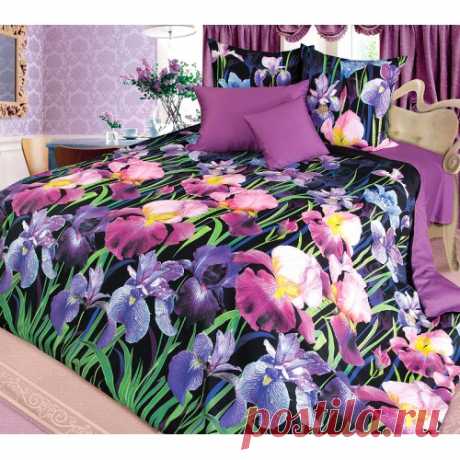 Комплект постельного белья, Ирис 1, черный