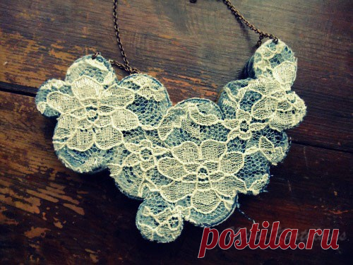 Recycled Levis Jean Bib Necklace No9 by LoveandDream on Etsy