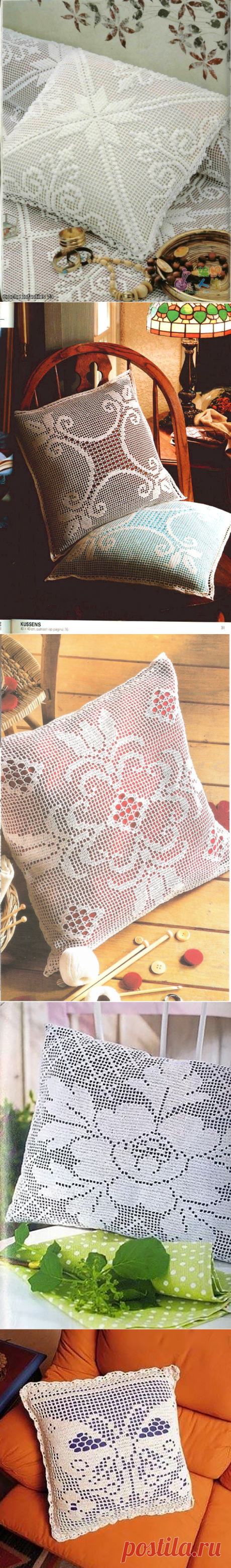 Наволочки в филейной технике. Подборка