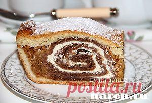 Яблочный пирог с шоколадно-творожным рулетом | Харч.ру - рецепты для любителей вкусно поесть