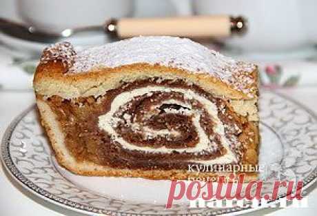 Яблочный пирог с шоколадно-творожным рулетом | Харч.ру - рецепты для любителей вкусно поесть