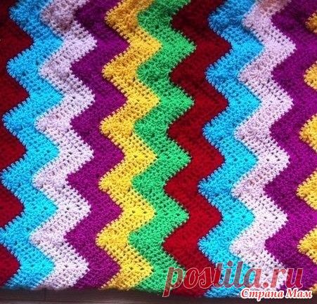 Вязаный крючком зигзагом разноцветный плед.MK. - Вязание - Страна Мам