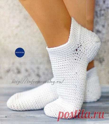 Белые Носочки Связанные Крючком | Ниточка