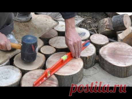 Terrasse en bois debout, matériaux en bois, terrasse en rondins, outdoor wood terrace - YouTube