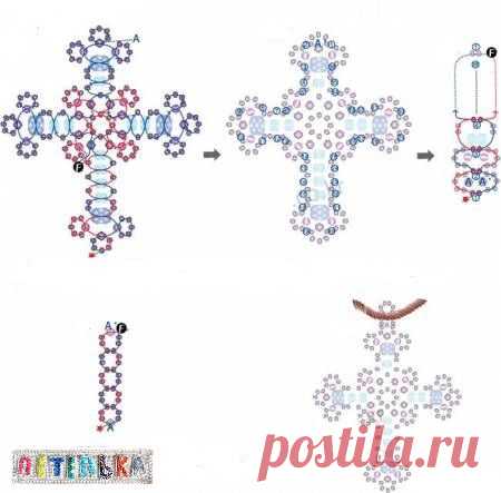 Белый крестик из бисера