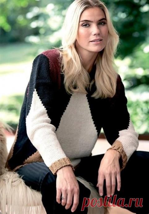 Джемпер с узором из больших ромбов