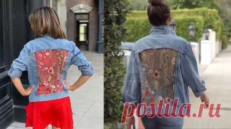 Джинсовая куртка с гипюровыми вставками за 5 минут