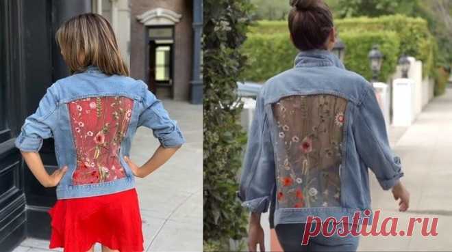 Джинсовая куртка с гипюровыми вставками за 5 минут