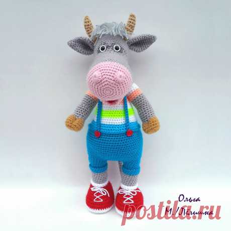 PDF Бычок Добрячок крючком. FREE crochet pattern; Аmigurumi animal patterns. Амигуруми схемы и описания на русском. Вязаные игрушки и поделки своими руками #amimore - корова, коровка, телёнок, большой бык, бычок.