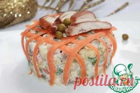 Оливье со сметаной, горчицей и печеной курицей - кулинарный рецепт