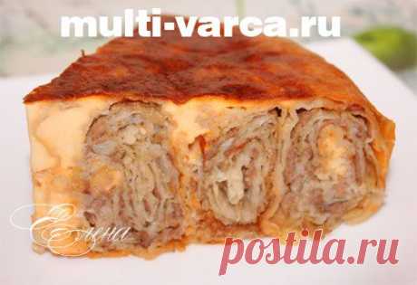 Пирог из лаваша с фаршем в мультиварке