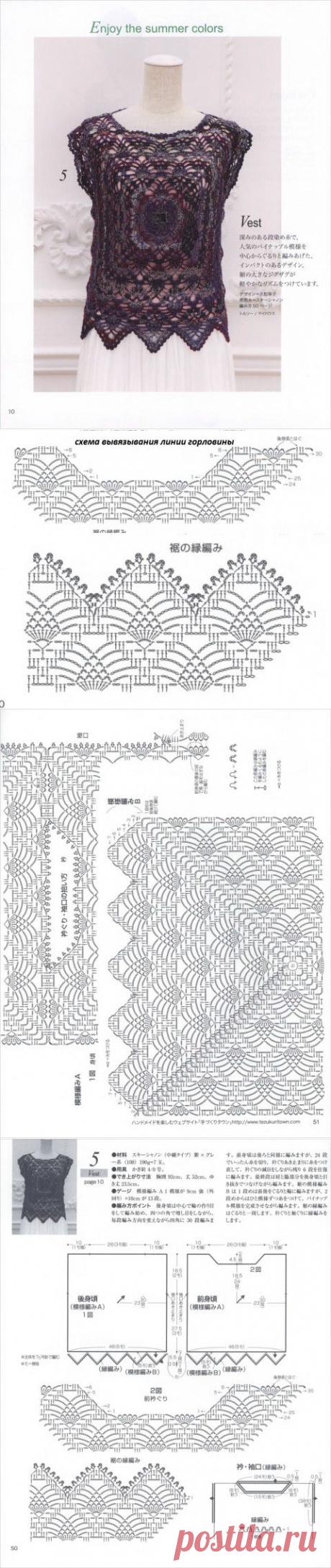 Топ крючком из двух квадратов | Вязание крючком и спицами