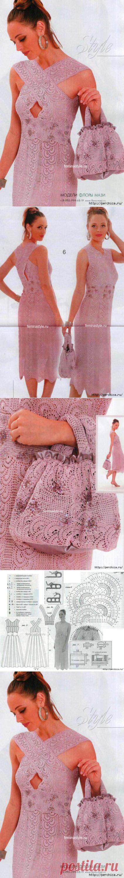 Платье и сумка связанные крючком от Флоры Мази. http://perchica.ru/post356901714/