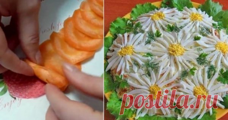 11 восхитительных идей как украсить салат на 8 марта. № 4 — приготовлю для мамы, а № 7 — покажу мужу, пусть знает! — Копилочка полезных советов