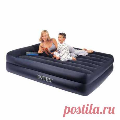 надувной матрас-кровать INTEX &quot; TWIN&quot;, 102х203х47см, флок, встроенный насос 220V