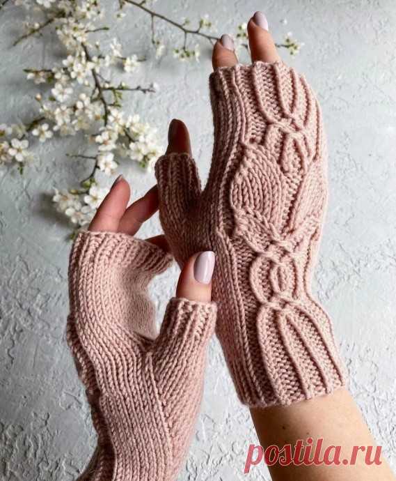 Митенки спицами
