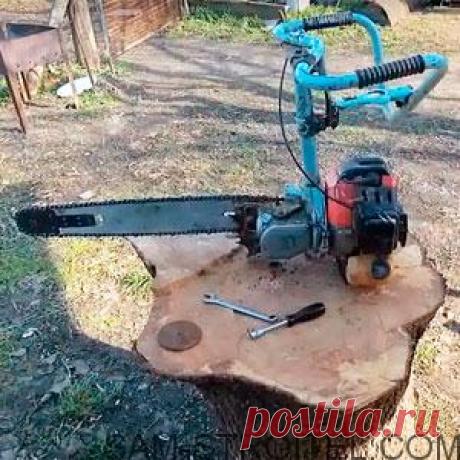 Самодельная бензопила с китайским двигателем от мотокосы: фото и описание Самодельная бензопила с китайским двигателем от мотокосы: фото и видео самоделки. Досталась мне шина от советской бензопилы "Урал", выбросить не вариант, немного подумав, решил сделать самодельную бензопилу.