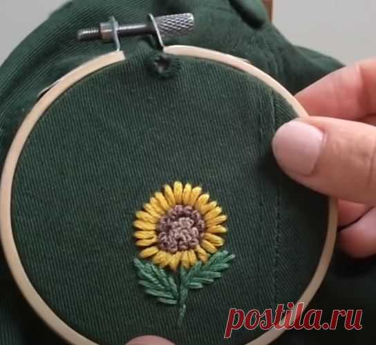 Как быстро и просто вышить подсолнух