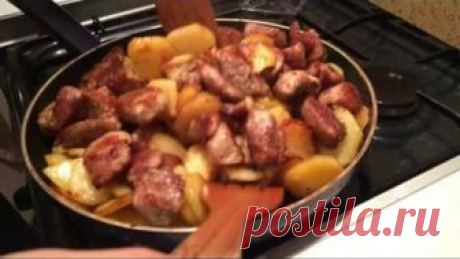 Как правильно жарить картошку . Картошка с Мясом .