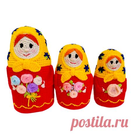 PDF Матрёшки крючком. FREE crochet pattern; Аmigurumi toy patterns. Амигуруми схемы и описания на русском. Вязаные игрушки и поделки своими руками #amimore - матрёшка, маленькая кукла, куколка, девочка.