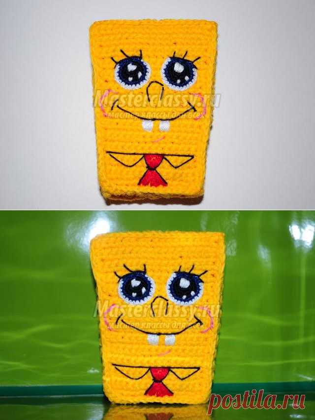 Вязаная мочалка крючком. Губка Боб. Мастер класс с фото