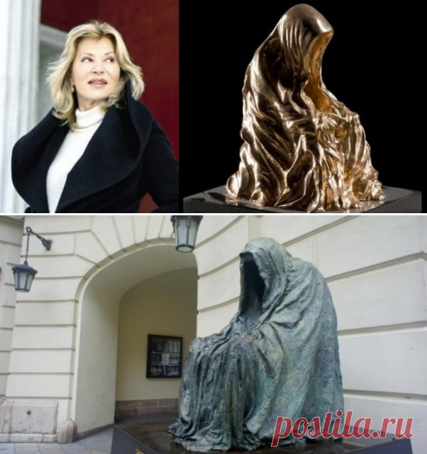 "Плащ совести" Праги: история скульптуры Анны Хроми
У входа в один из старейших театров Европы на постаменте расположилась загадочная фигура. На первый взгляд, кажется, что какой-то человек сидит в тяжёлых одеждах, положив руки на колени и слегка опустив голову. Этот монумент – работа известной художницы и скульптора Анны Хроми, уроженки Чехии. А перед зрителями самое известное её творение – «Плащ совести», или «Командор» (Il Commendatore), который уже несколько лет удивляет туристов