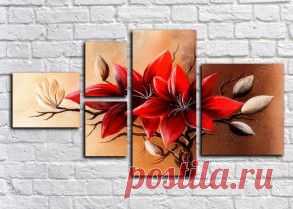 Купить модульные картины цветы + подарок всем!