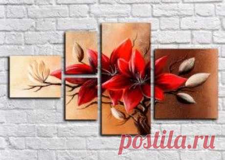 Купить модульные картины цветы + подарок всем!