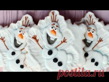 How to make an Olaf Cookie - Frozen Cookie - Snowflake cookie decorating