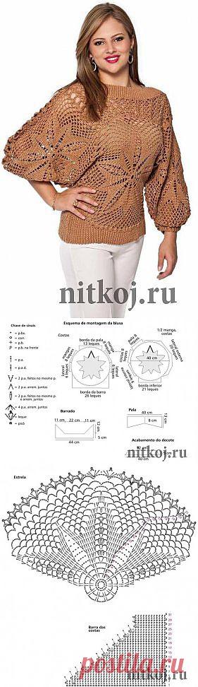 Кружевной джемпер от Coats Corrente &raquo; Ниткой - вязаные вещи для вашего дома, вязание крючком, вязание спицами, схемы вязания