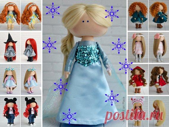Queen Elsa Doll, Frozen Motion Hero, Movie Rag Doll, Decor Art Doll, Fabric Tilda Doll, Interior Blue Doll Handmade Love Doll by Maria K Hello, dear visitors!  This is handmade cloth doll created by Master Maria K (Moscow, Russia). Doll is READY for shipment.  Doll is 28 cm (11.02 inch) tall and made of only quality materials. All dolls stated on the photo are mady by Maria K. You can find them in our shop searching