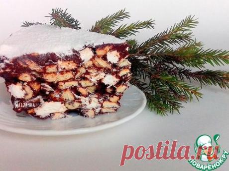 Шоколадный десерт с орехами, печеньем, маршмеллоу.