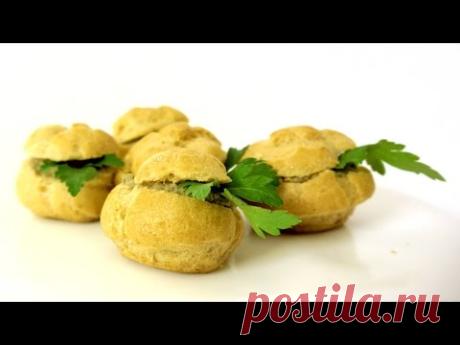 Профитроли закусочные. Заварное тесто на растительном масле.